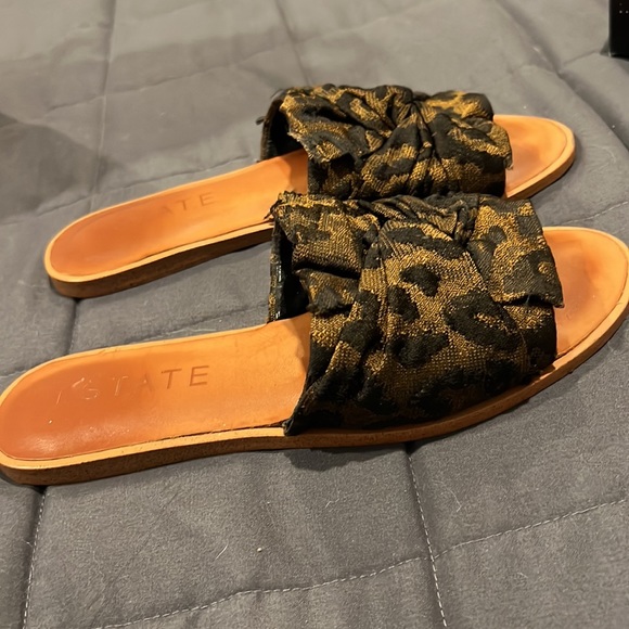 1. STATE Chevonn Brown black open toe slides - 6.5 - Picture 1 of 5